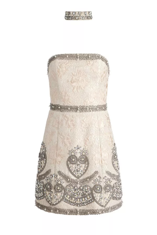 Paige Embellished Choker Mini Gown by alice + olivia at THE MILE Paige Embellished Choker Mini Gown by alice + olivia at THE MILE