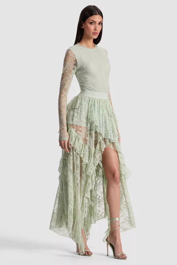 Karys Mixed Media Skirt by alice + olivia at THE MILE