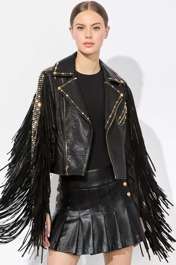 Cody Fringe Leather Jacket by alice + olivia at THE MILE