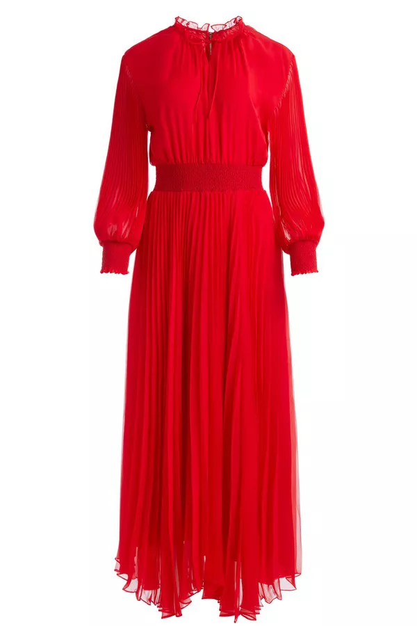 Vernia Blouson Sleeve Pleated Maxi Dress by alice + olivia at THE MILE