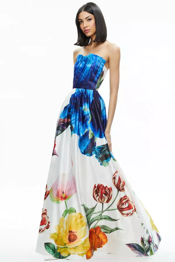 Stella Strapless Gown by alice + olivia at THE MILE Stella Strapless Gown by alice + olivia at THE MILE