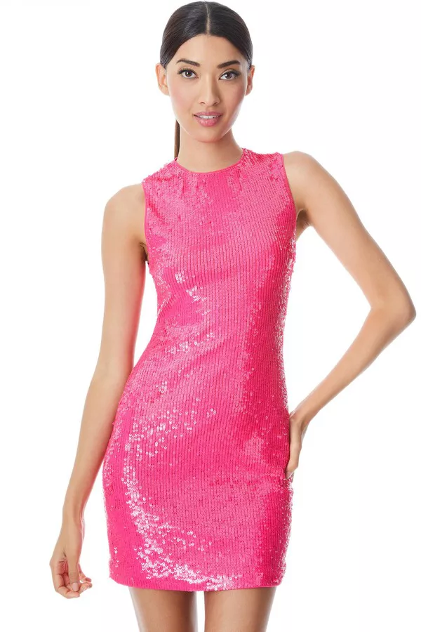 alice and olivia pink sequin dress Alice And Olivia Women's Delora Sequin Mini Dress - Pink - Size 2