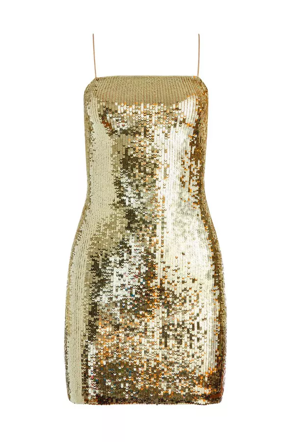 green emerald velvet dress Alice & Olivia Treva Sequin Dress in Black main image 1