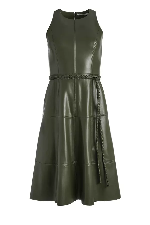 Leandra Vegan Leather Midi Dress by alice + olivia at THE MILE
