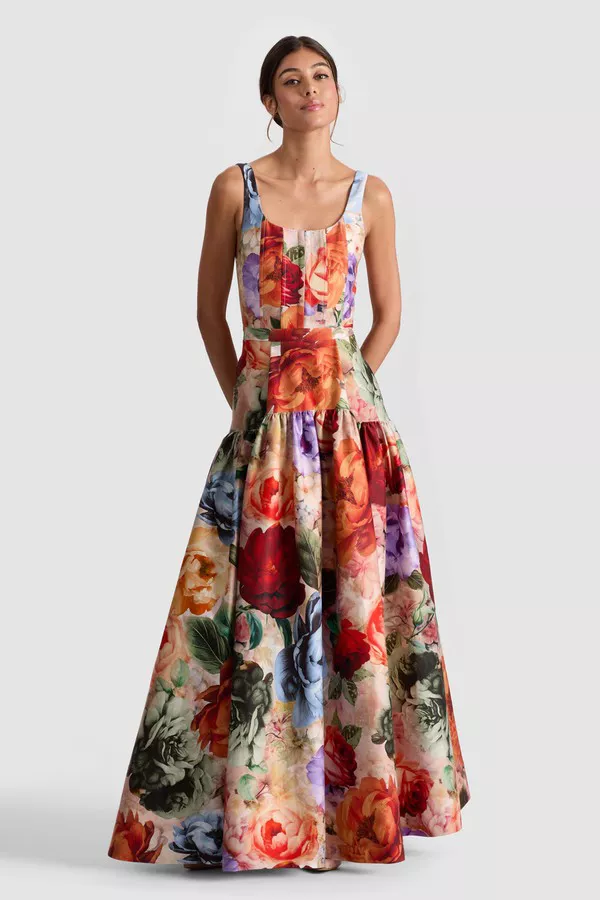 floral strappy maxi dress Pink Berry Floral Tie Strap Maxi Dress main image 1