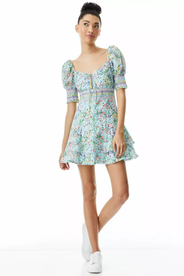 Crawford Floral Puff Sleeve Mini Dress by alice + olivia at THE MILE Crawford Floral Puff Sleeve Mini Dress by alice + olivia at THE MILE