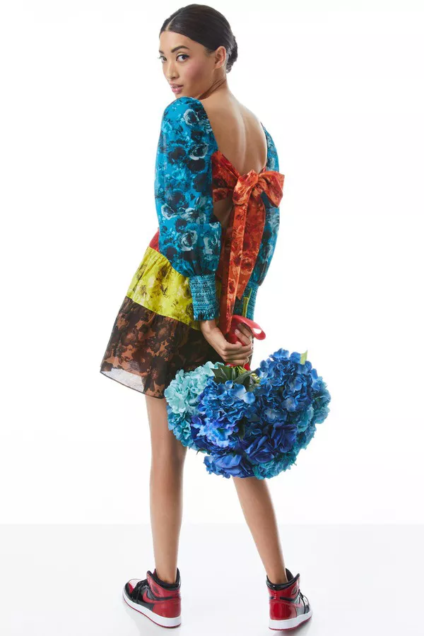 alice and olivia rowen tiered mini dress Alice + Olivia Rowen Tiered Babydoll Mini Dress Multicolor Womens Size Small