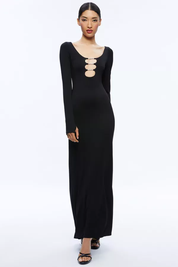 black bodycon dress long sleeve maxi Black Long Sleeve Bodycon Maxi Dress