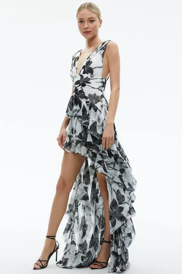 alc white maxi dress Ayla Ruched Knit Midi Dress