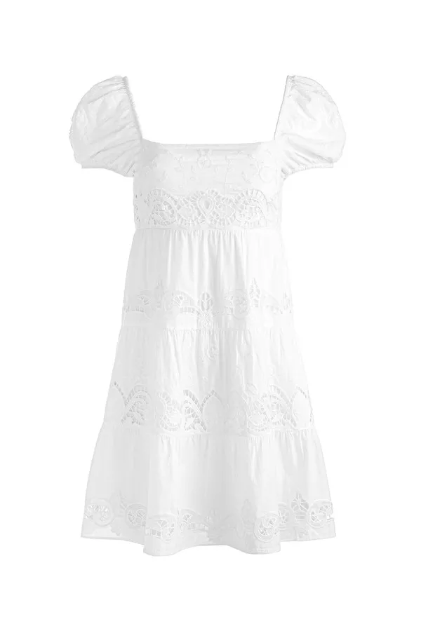 alice and olivia rowen tiered mini dress Rowen Tiered Square Neck Babydoll Dress by alice + olivia at THE MILE