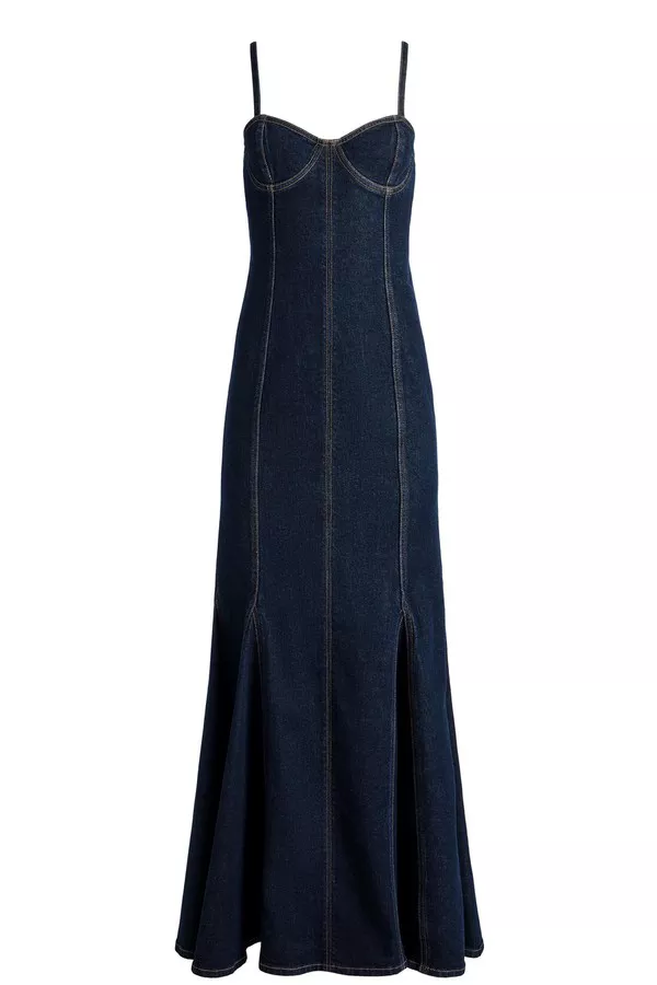 chinese dress ladies Alice + Olivia Julietta Denim Midi Dress