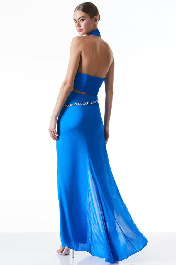 May Halter Neck Chain Waist Gown by alice + olivia at THE MILE
