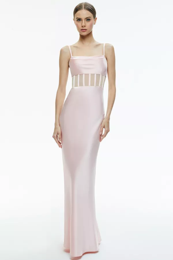 Valentina Draped Corset Maxi Dress by alice + olivia at THE MILE Valentina Draped Corset Maxi Dress by alice + olivia at THE MILE