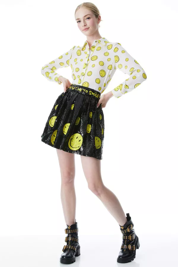 ATOPI SMILE f. 現品 A+O X Smiley Fizer Embellished Mini Skirt by alice + olivia at THE