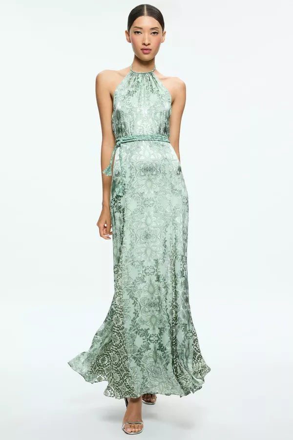 Danika Halter Maxi Dress With Belt by alice + olivia at THE MILE