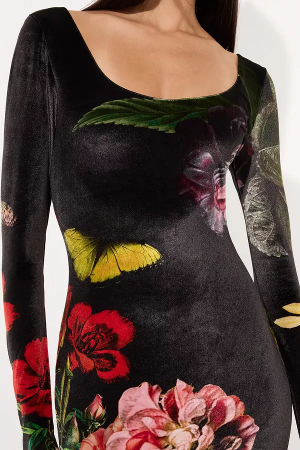 knee length dresses for ladies Velvet Off Shoulder Midi Dress