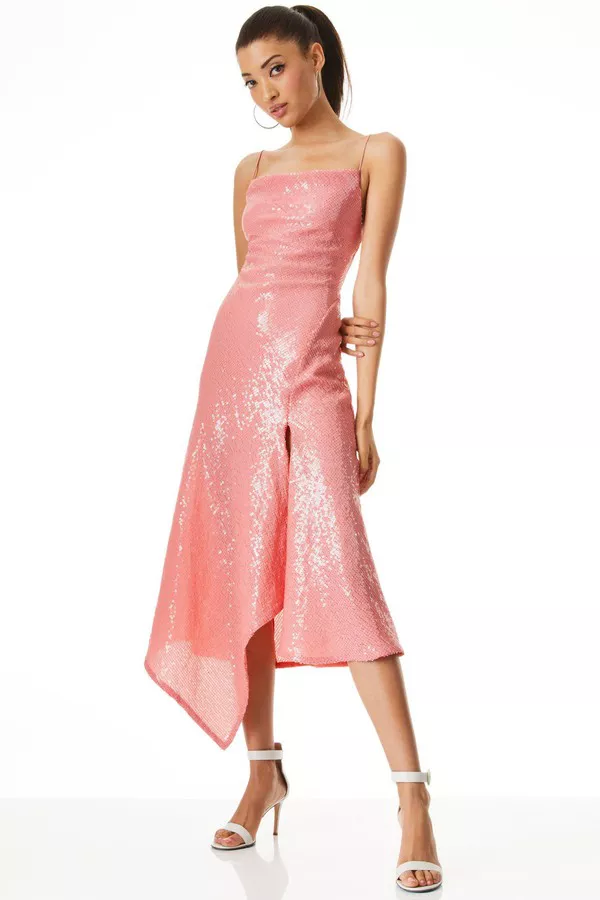 Harmony Sequin Asymmetrical Dress With Slit by alice + olivia at...