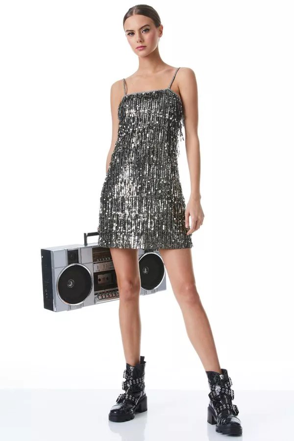 Chicago Sequin Fringe Mini Dress by alice + olivia at THE MILE Chicago Sequin Fringe Mini Dress by alice + olivia at THE MILE