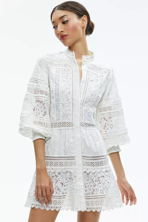 Cailin Tunic Tiered Mini Dress by Alice + Olivia at THE MILE
