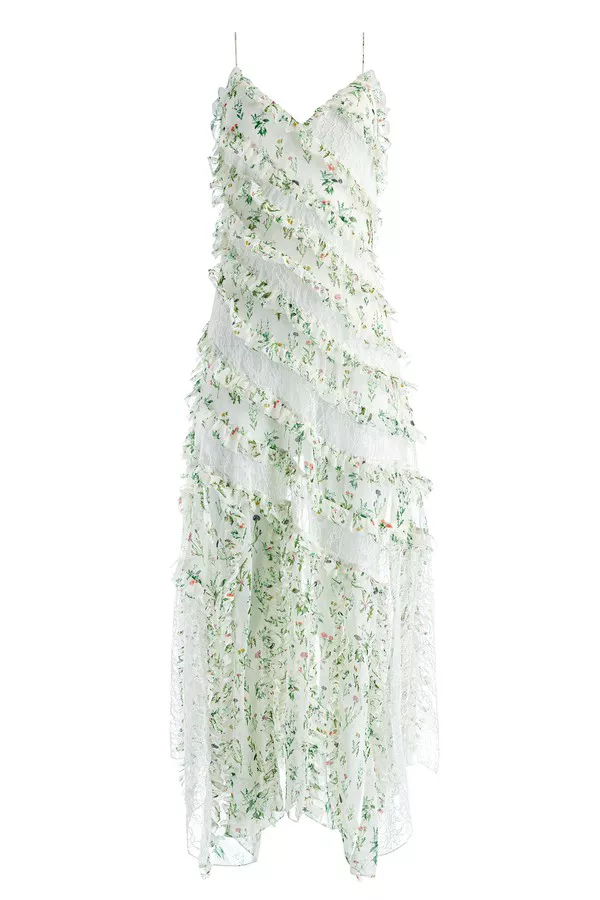 Sondra Lace Ruffled Maxi Dress by alice + olivia at THE MILE Sondra Lace Ruffled Maxi Dress by alice + olivia at THE MILE