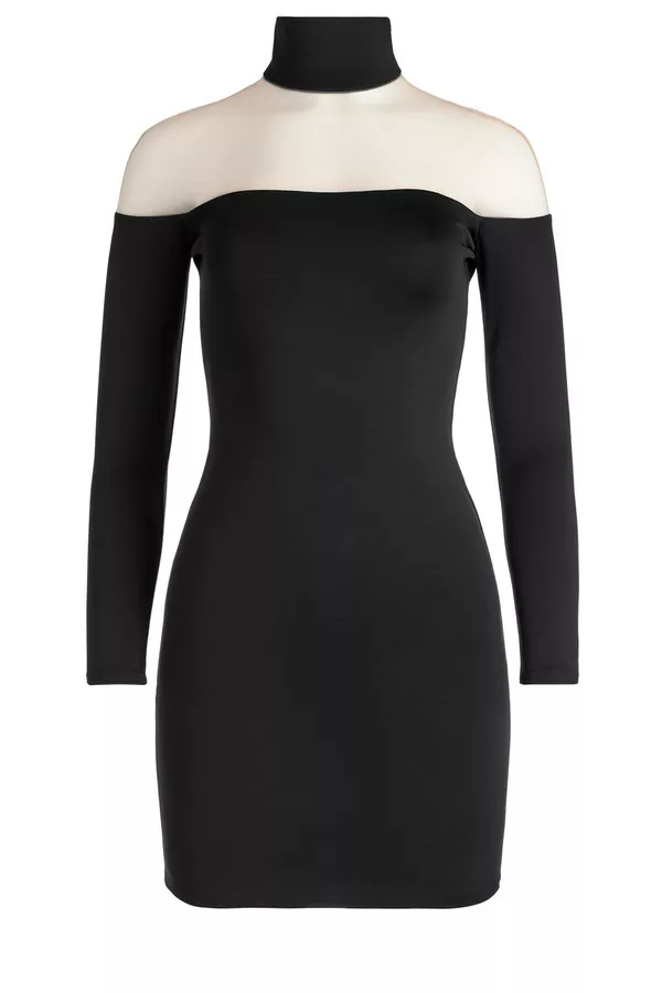 Zahra Sheer Turtleneck Mini Dress by Alice + Olivia at ORCHARD MILE