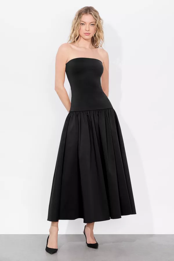 oriana drop waist midi dress Oriana Drop Waist Midi Dress by alice + olivia at THE MILE