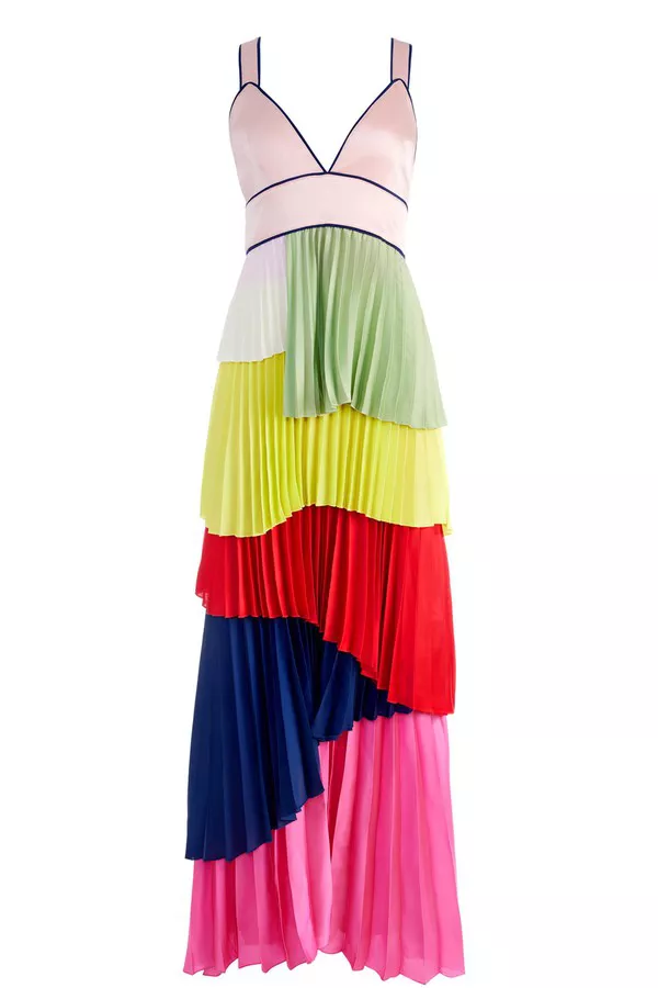 chinese dress ladies alice + olivia Women's Marna Tiered Midi Tie Strap Dress, Stargazer Multi,  0 at Amazon Women's Clothing store main image 1