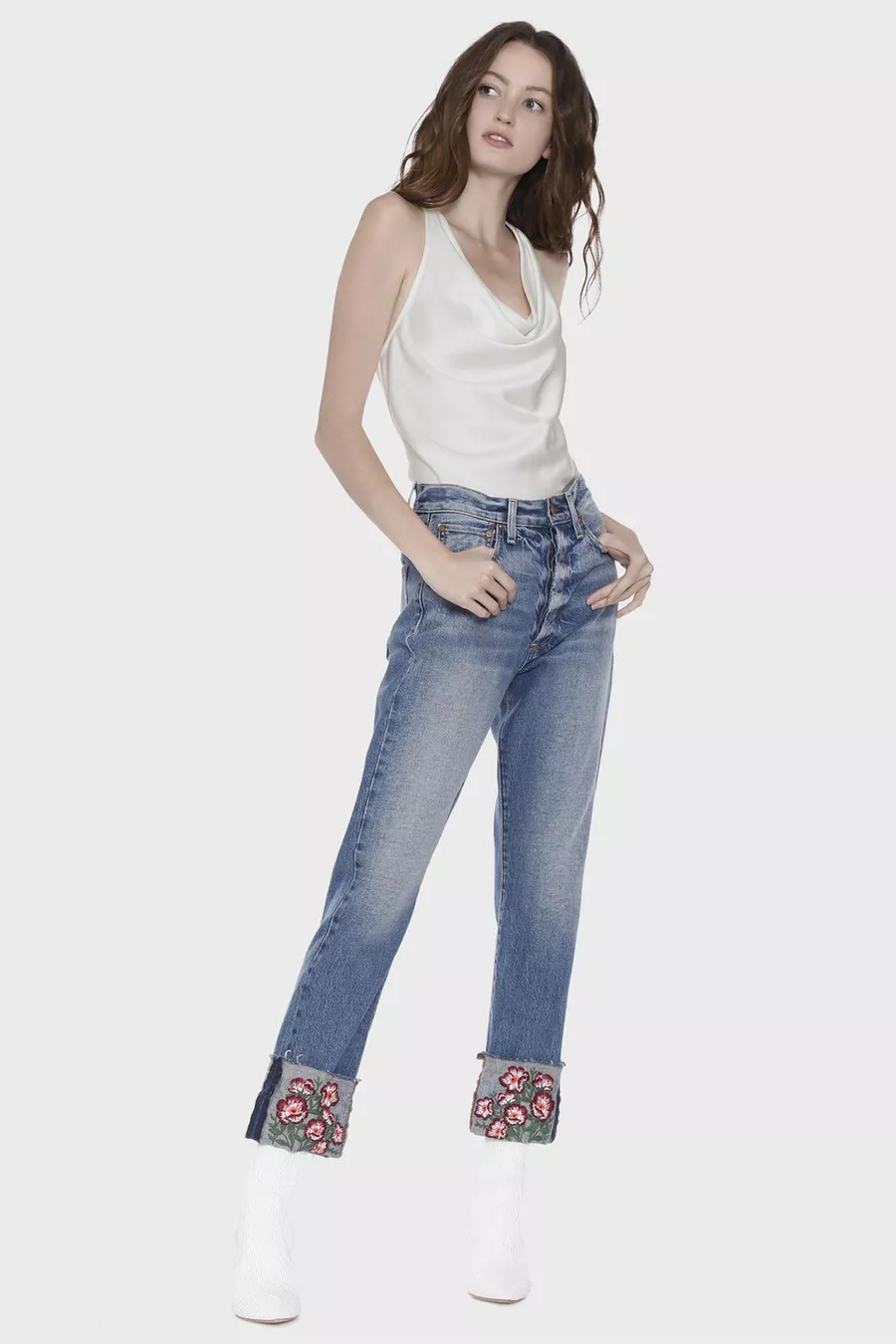 alice olivia embroidered jeans