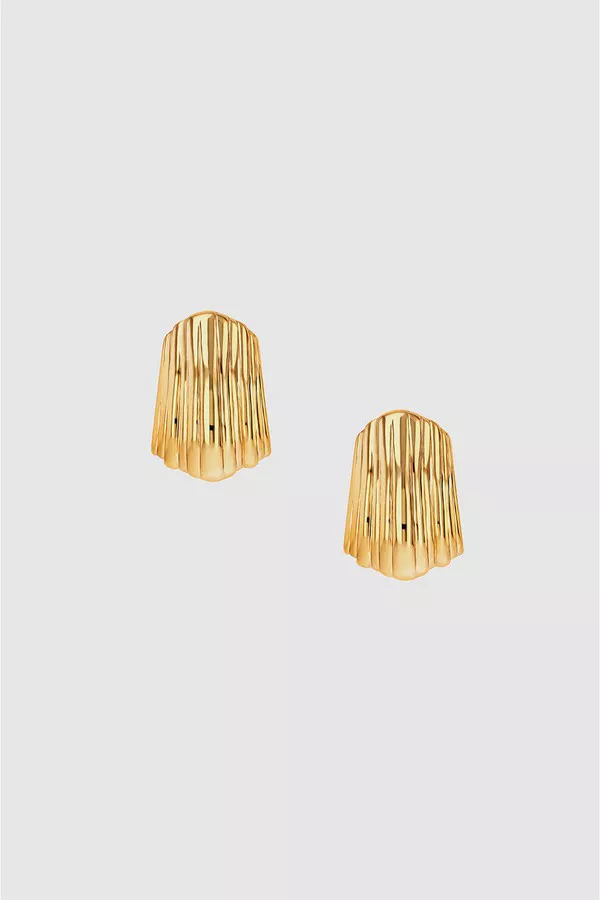 Ribbed Earrings - Gold by ANINE BING at THE MILE