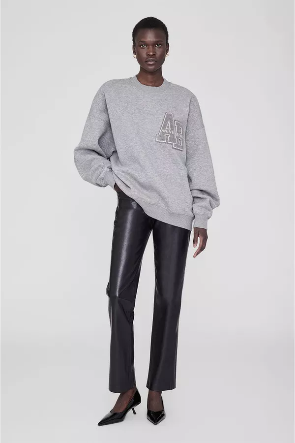 その他 ANINE BING FW25 MILES MONOGRAM FLEECE (A0811205OFW1 WHITE) Anine Bing - Miles Sweatshirt Letterman in Off White – Blond