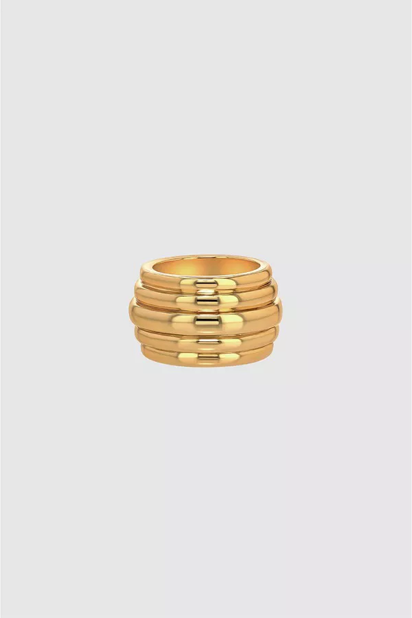 指輪・リング Chunky Ribbed Ring Gold Ring - ANINE BING - 14k Gold Plate Chunky Ribbed Ring - Gold by ANINE BING at THE MILE