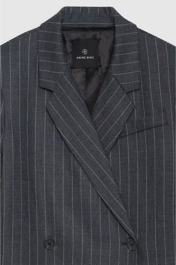 Kaia Blazer - Grey Pinstripe by ANINE BING at THE MILE