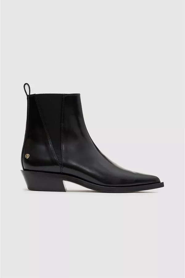 Bekah Flat Boots - High-Shine Black by ANINE BING at THE MILE