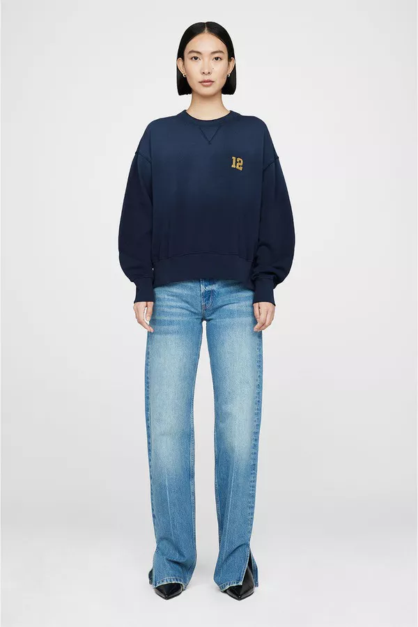 ANINE BING ROD LEAGUE スウェット Rod Sweatshirt League - Washed Navy by ANINE BING at THE MILE
