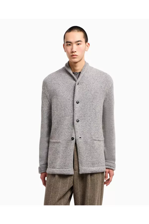Cardigan Jacket In Knit Cashmere And Cotton by Giorgio Armani Men