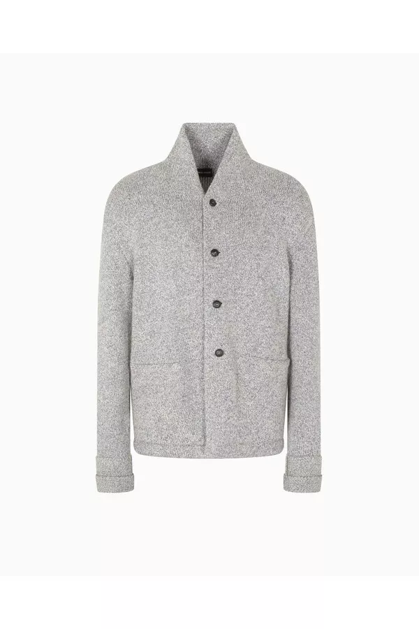 Giorgio Armani カーディガン グレー Cardigan Jacket In Knit Cashmere And Cotton by Giorgio Armani Men