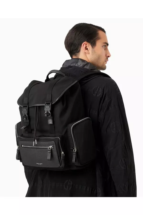 GIORGIO ARMANI GRAINED CALF LEATHER バックパック Giorgio Armani Men's Tumbled Calf Leather Backpack