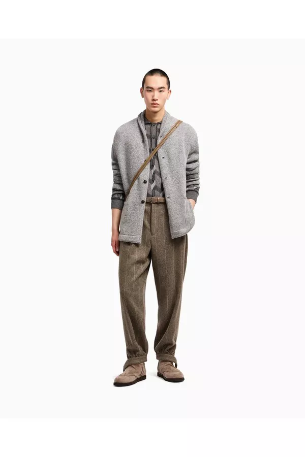 Cardigan Jacket In Knit Cashmere And Cotton by Giorgio Armani Men