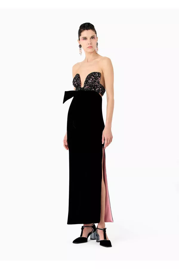 chinese dress ladies Giorgio Armani Metallic Knit Maxi Dress main image 0