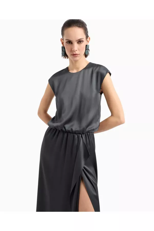 Double-Faced Silk-Satin Long Dress by Giorgio Armani at THE MILE