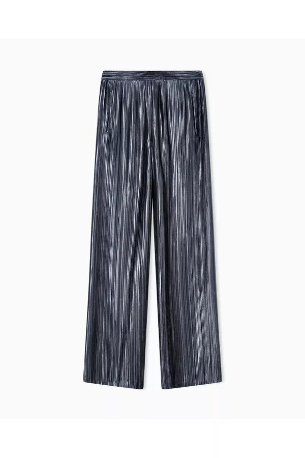 Wide Trousers In Pleated Satin by Giorgio Armani at THE MILE