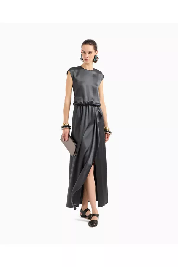 Double-Faced Silk-Satin Long Dress by Giorgio Armani at THE MILE