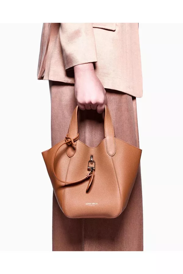 ショルダーバッグ・ポシェット Giorgio Armani Brown Suede Calf Leather Handbag All Women's Bags | Giorgio Armani