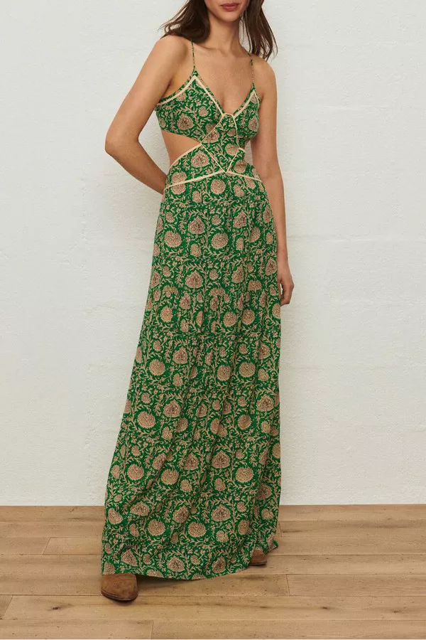 chinese dress ladies Paloma Maxi Dress in Garden Fantasia – Fleur Collective main image 1
