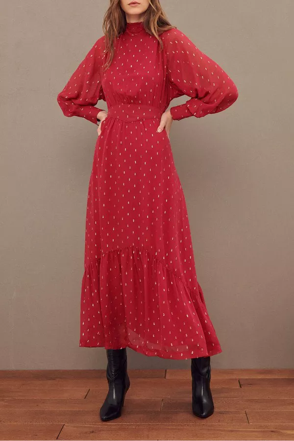 chinese dress ladies Romy Gemstone Long Sleeve Mesh Maxi Dress - Gemstone
