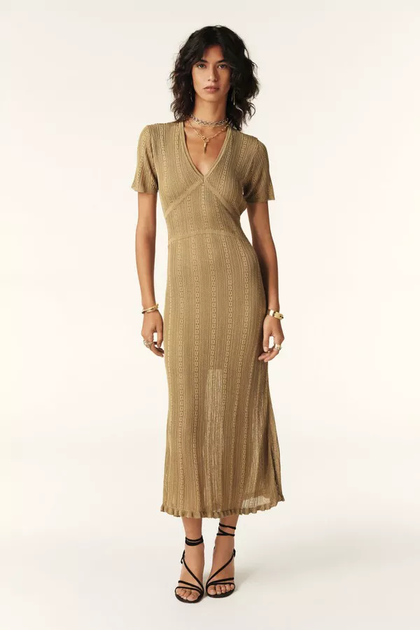 Crystiana Pointelle Knit Midi Dress by ba&sh at THE MILE