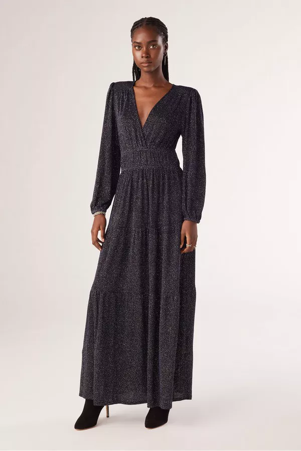 slim fit dress slacks Satin V-Neck dress, Fitted on waist A-Line Skirt with High Leg Slit &  Minimalism Style CD7475 main image 0