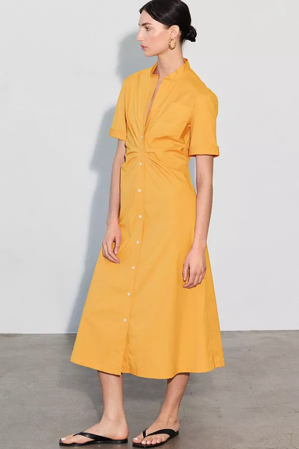 Noor Long Shirt Dress Orange by Callas Milano at THE MILE