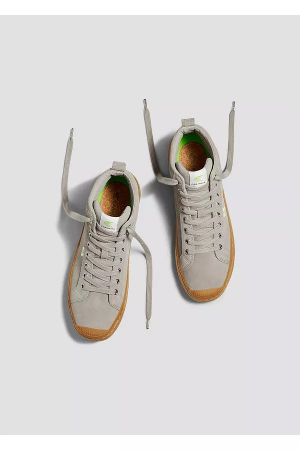 アムナ Oca High Gum Cloud Grey Suede Sneaker Women by Cariuma at