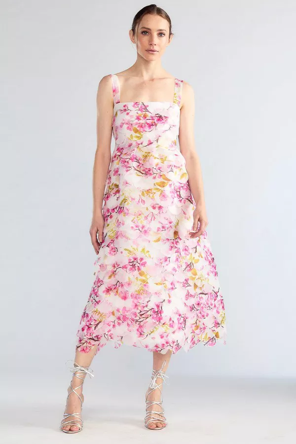 knee length dresses for ladies Baltic Born Womens Cynthia Midi Dress | Cream Floral main image 0